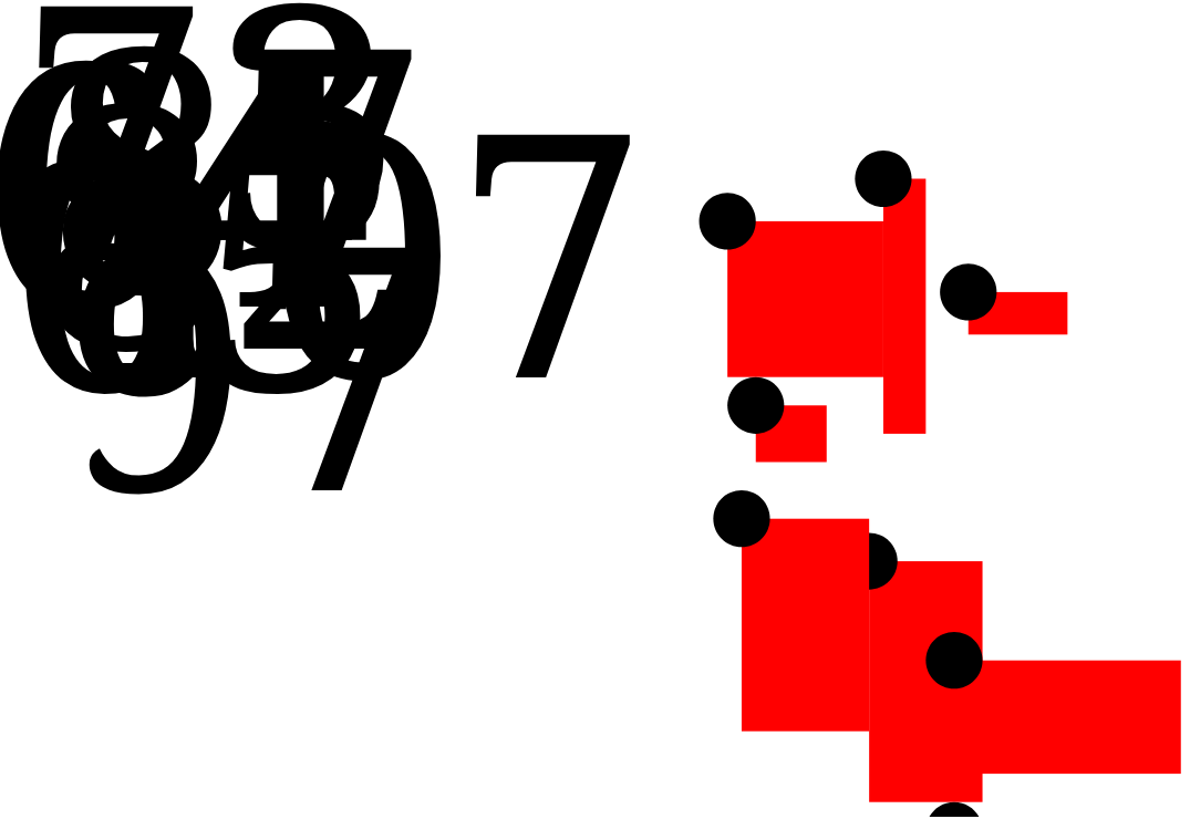 Jumbled shapes and text